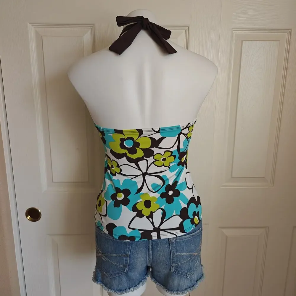 La Blanca Y2K-era vintage floral halter tankini top sz 8